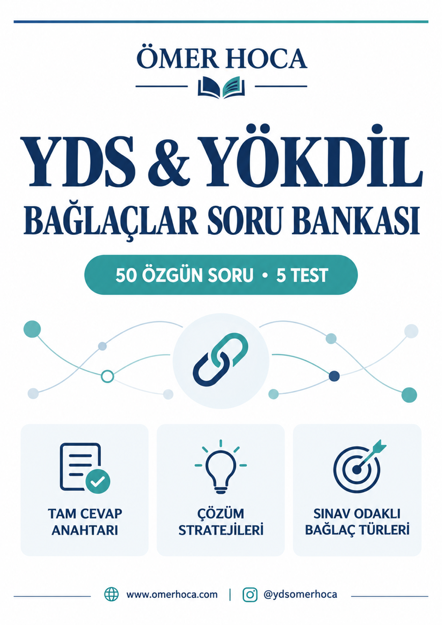 YDS & YÖKDİL Bağlaçlar: 50 Soruluk Ücretsiz Soru Bankası kapak görseli