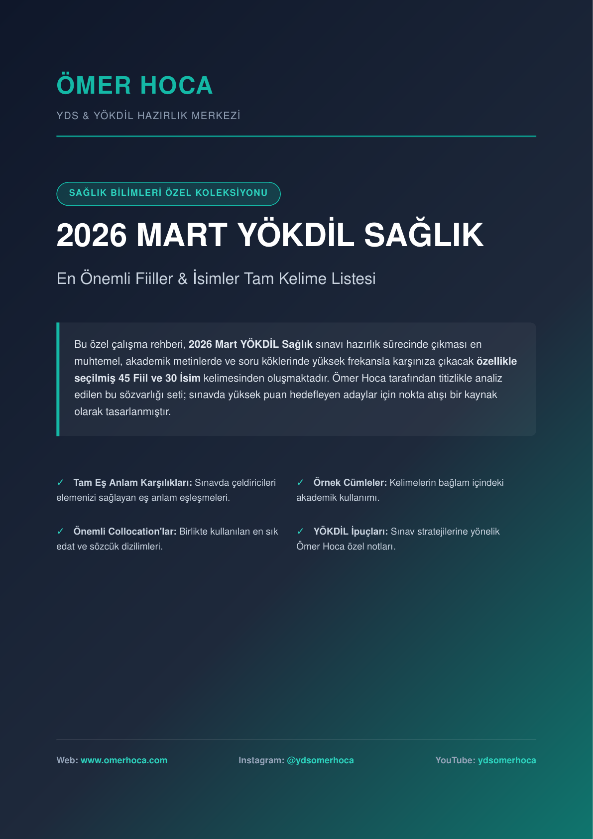 YÖKDİL Sağlık 2026 En Önemli Kelimeler kapak görseli